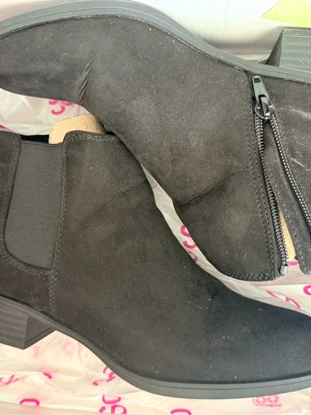 SO Black Suede Ankle Booties with Side Zip